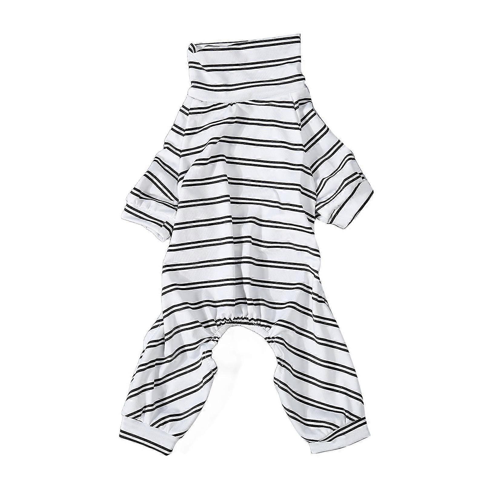 High Collar Striped Dog Jumpsuit - Fun and Stylish Summer Pajamas for Light Active Dogs - IndoorOutdoor - XS Size