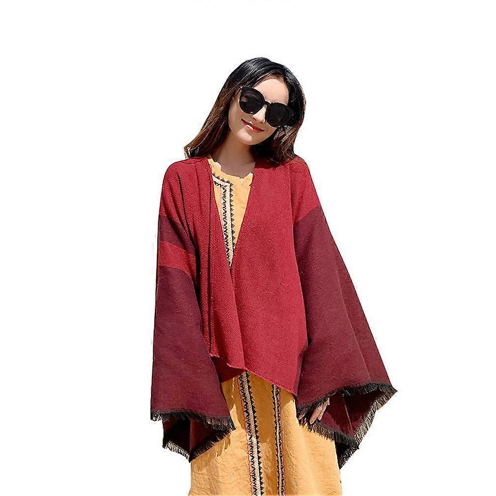 Warm Shawl Wrap Open Front Poncho Pashmina Scarf for Lady