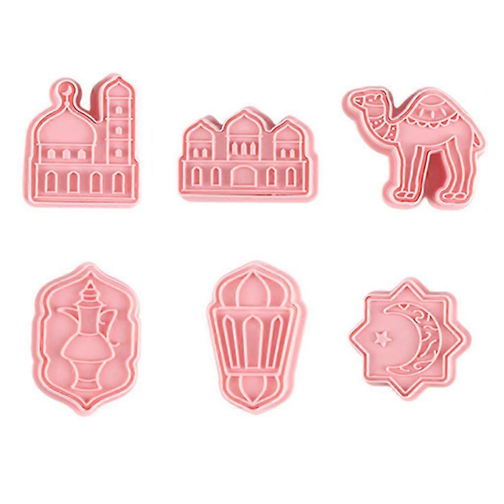 6pcs Eid Mubarak Plastic Baking Mold Kitchen Biscuit Cookie Cutter Ramadan Decor