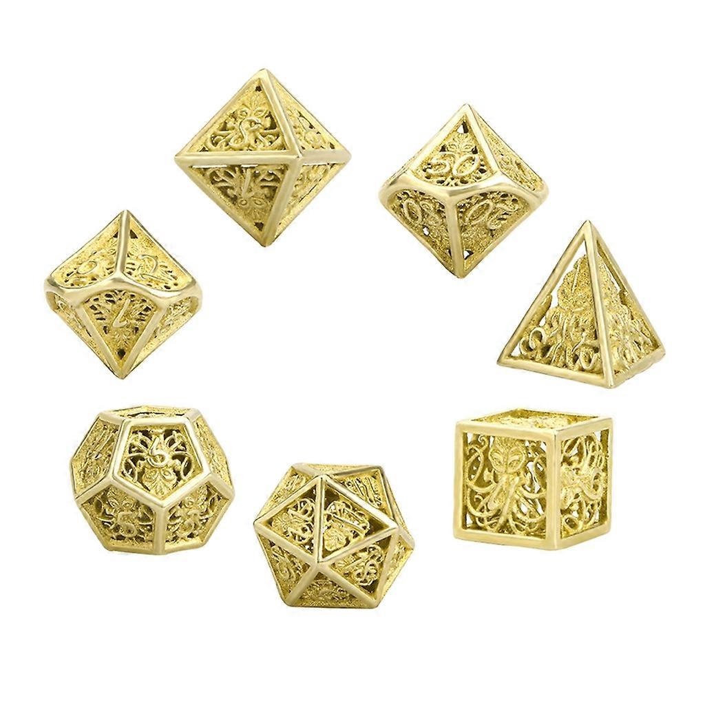 7x Hollow Metal Dices-Poker Game Dices-Polyhedron Dices Board Game Acessories