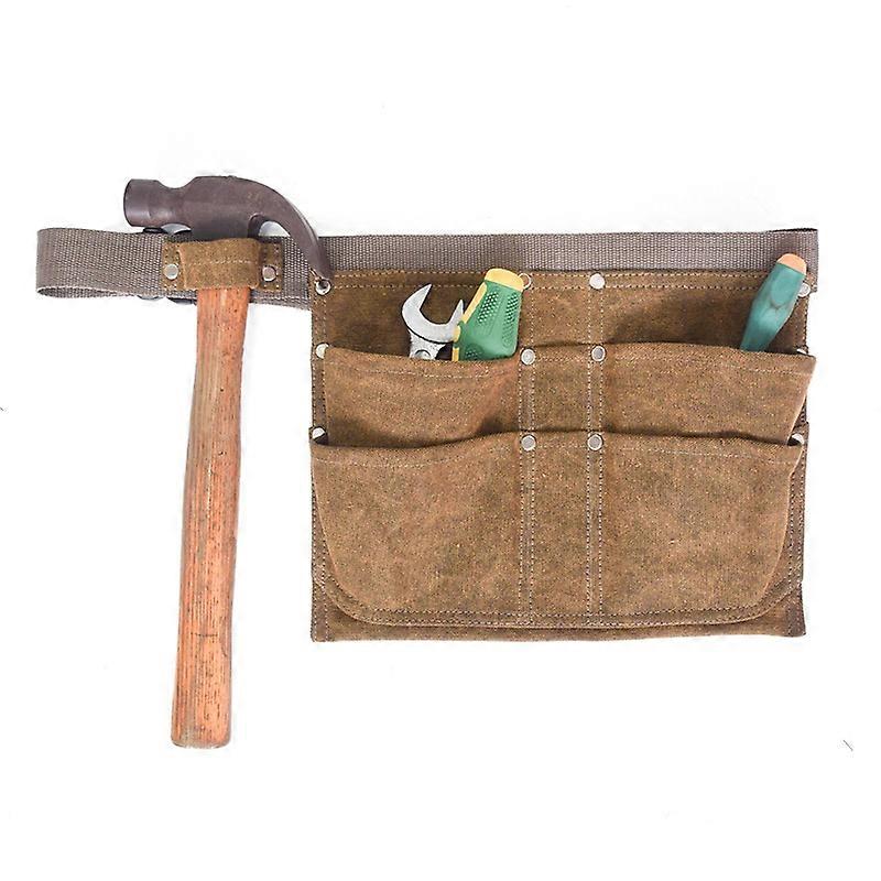 Nylon tool belt with nail pocket, large and small pockets, hammer loop and carabiner loop