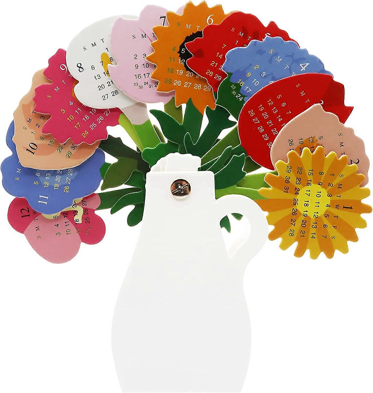 2023 Mini Desk Calendar Unique Vase Shape Monthly Standing Calendar