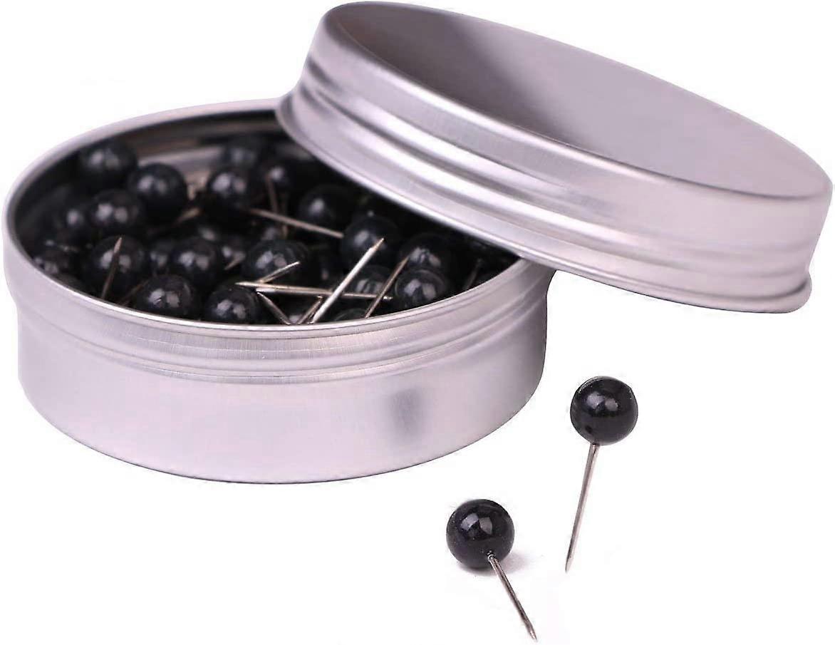 100PCS 1/4 Inch Small Round Head Map Tacks Pins for Home Office Bulletin Cork Board Use and DIY Craft Project (Black)