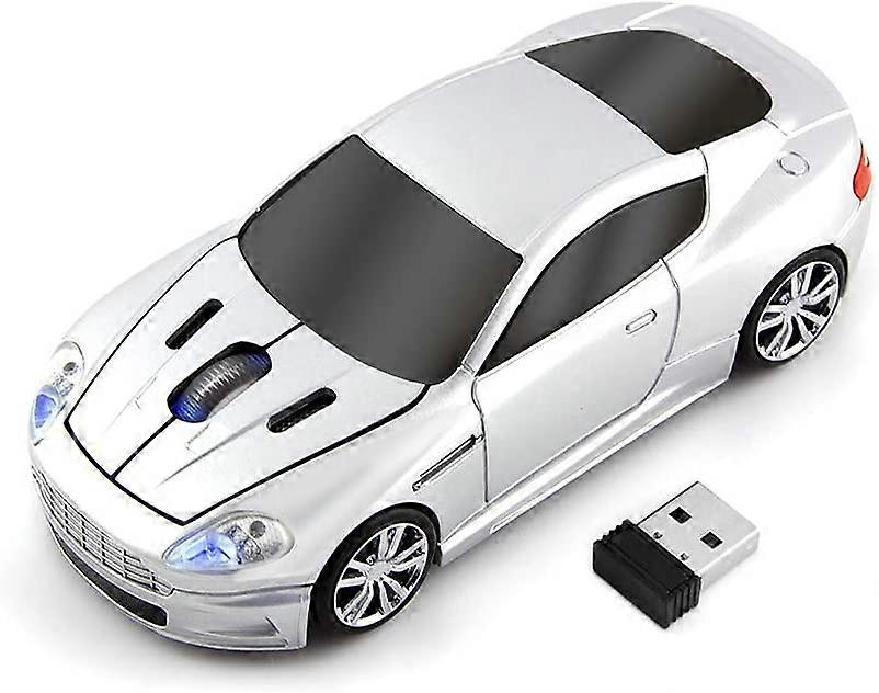 Wireless Sports Car Mouse Laptop Desktop Mouse Computer Optical Mice 2.4GHz USB Mice (Silver)
