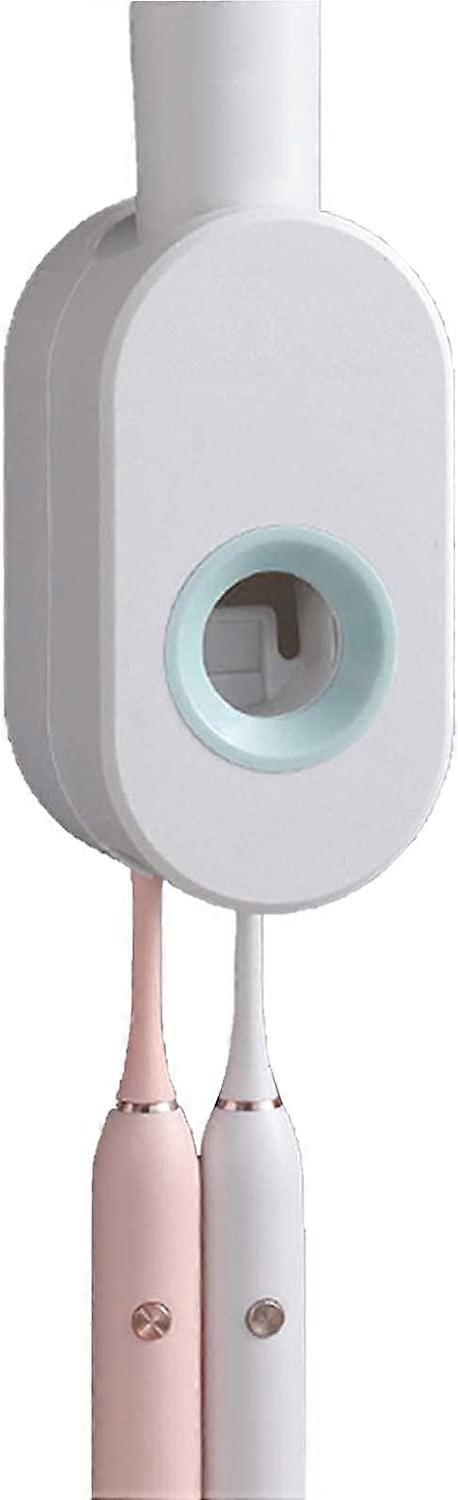 Wall Mounted Toothpaste Dispenser, 2 in 1 Toothpaste Dispenser Toothbrush Holder, Multi Functional Toothpaste Dispenser, with Super Sticky Suction Pad