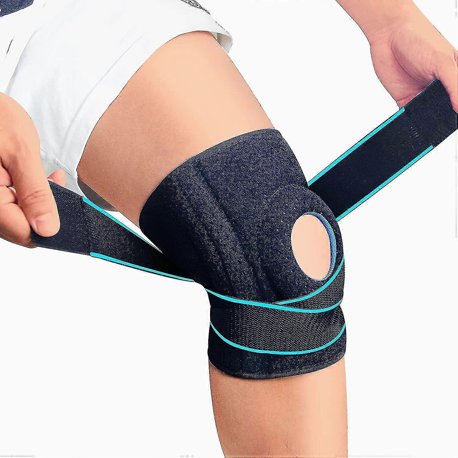 Adjustable Non Slip Open-patella Compression Wrap Knee Support With Patella Gel Pads, For Man And Woman Sports Workout Gym Running Basketball