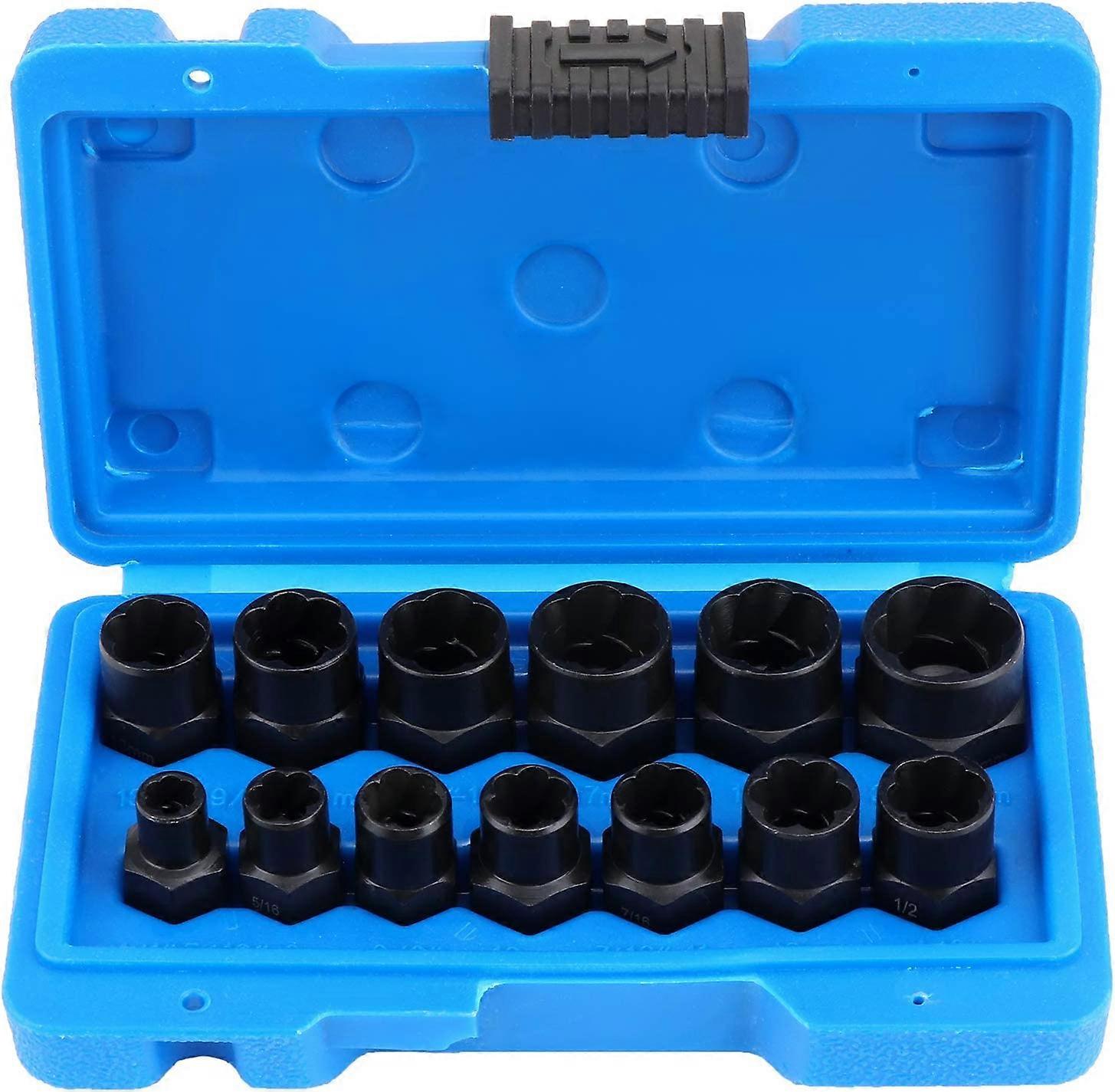 13pcs Twist Socket Set, 9.5mm Damaged Bolt Extractor, Handle Nut Extractor Socket Sets for Locking Wheel Nut Removal