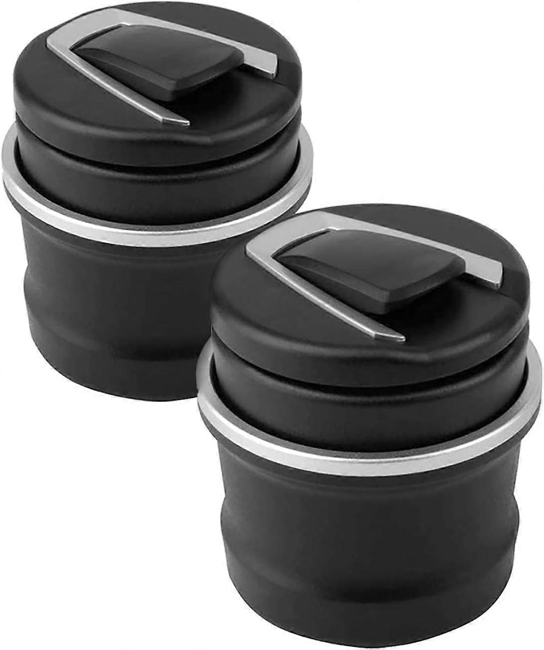Globaldream 2er Pack Auto Aschenbecher Winddichter Asche Halter Schwarz Abnehmbar 2 in 1 Tragbare Auto Zigarette Rauchfrei Aschenbecher Halter Schale