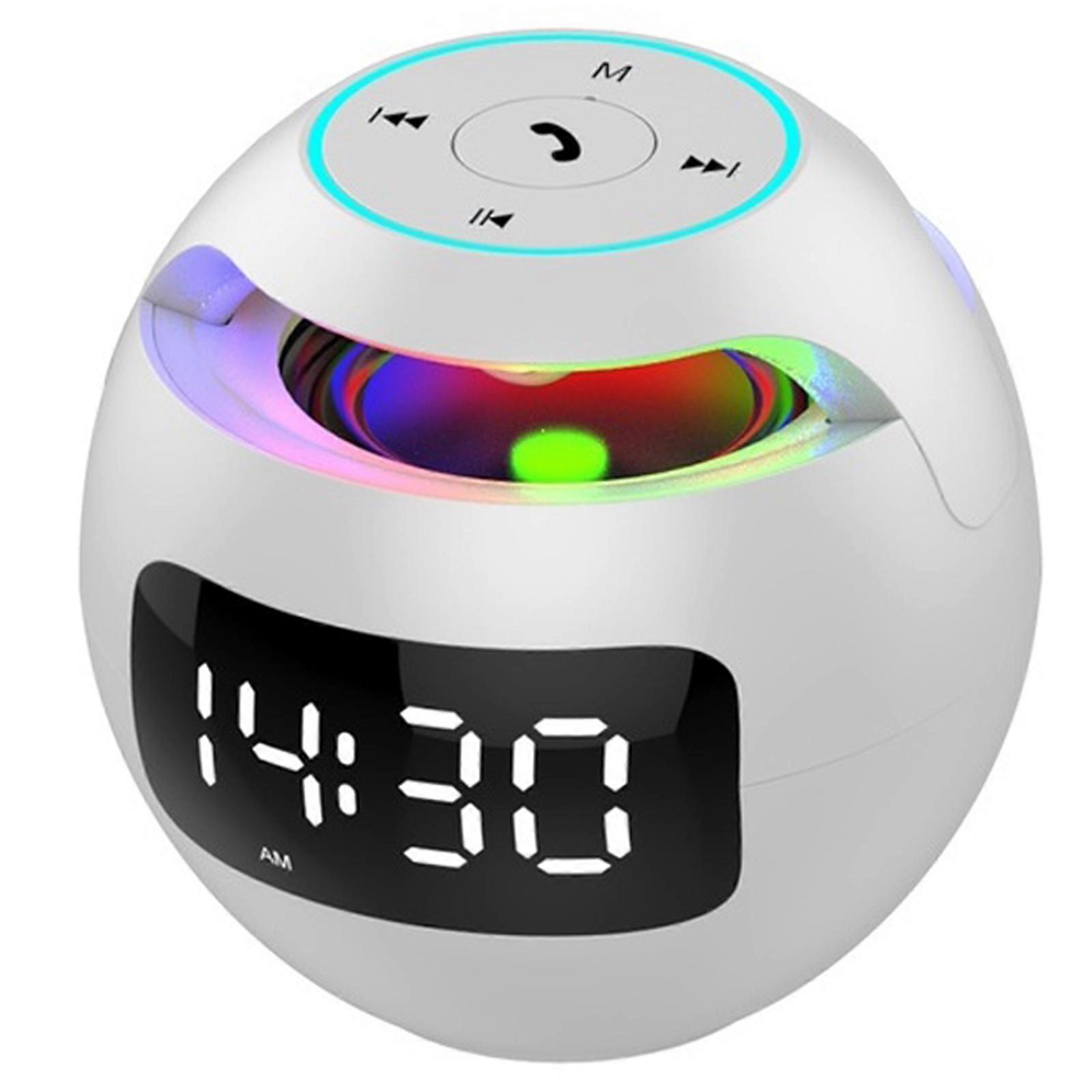 Digital Clock LED Display Colorful Bluetooth Speaker Portable Nature Sounds USB Charger Electronic Product 2000mA Ball