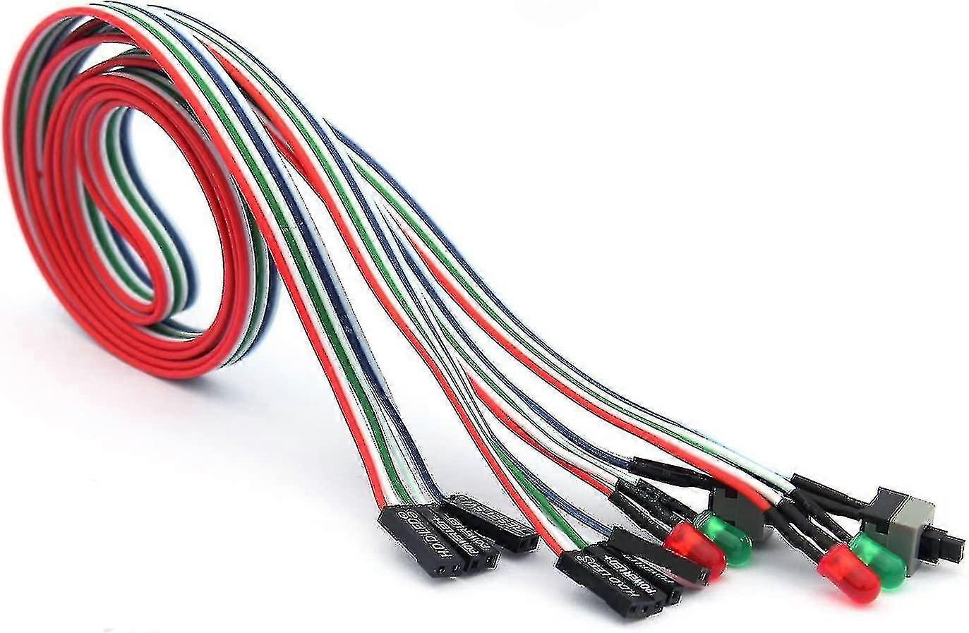 2pcs 3 In 1 Power Switch Pc Reset Switch Cable Power Supply Switch With Led Cable Cord/65cm