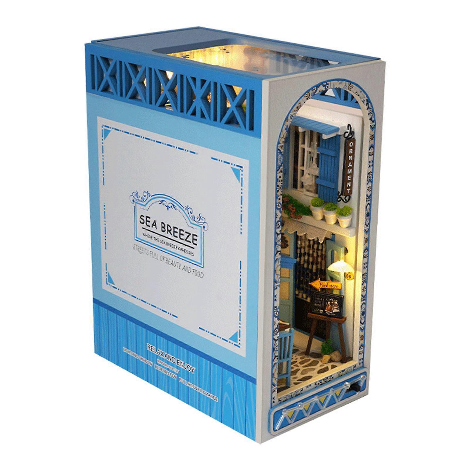 2023 Wholesale Book Nook DIY Book Nook Kit with Warm Light 3D Wooden Puzzle Bookshelf Insert Decor Shelf Insert Miniature Dollhouse Model Kit Creative