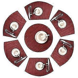 Round Table Placemats Set Of 7 Wedge Placemat With Centerpiece Round Mat Heat Resistant Table Mats Washable