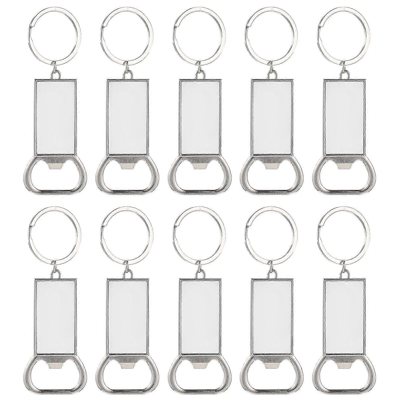 10pcs Decorative Beer Openers Delicate Blank Keychains Multi-function Key Chains Key Accessory