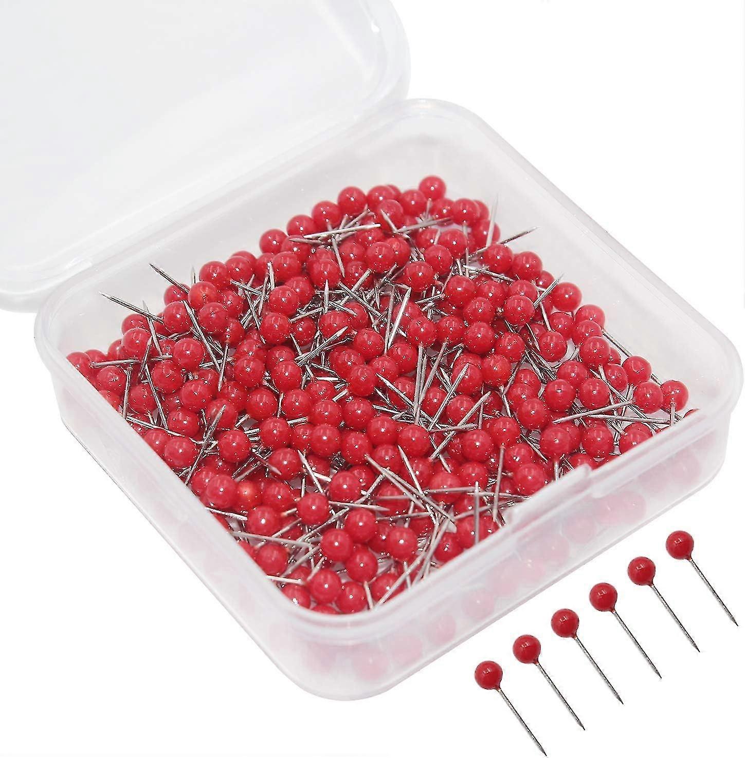 Map Tacks Push Pins 1/8 Inch Small Size, 300 Packs (Red)