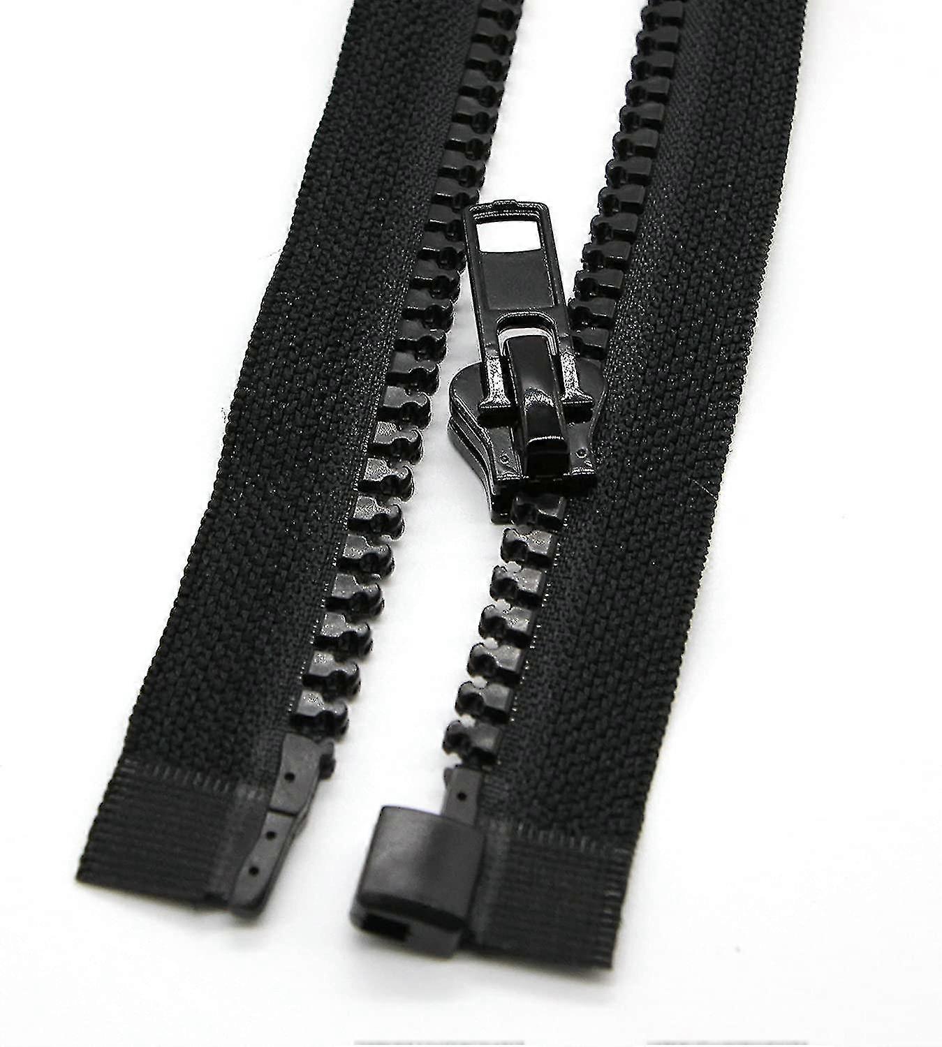 2pcs #5 34 Inch Separating Jacket Zippers For Sewing Coats 86cm Jacket Zipper Black Molded Plastic Zippers Bulk (34" 2pc)