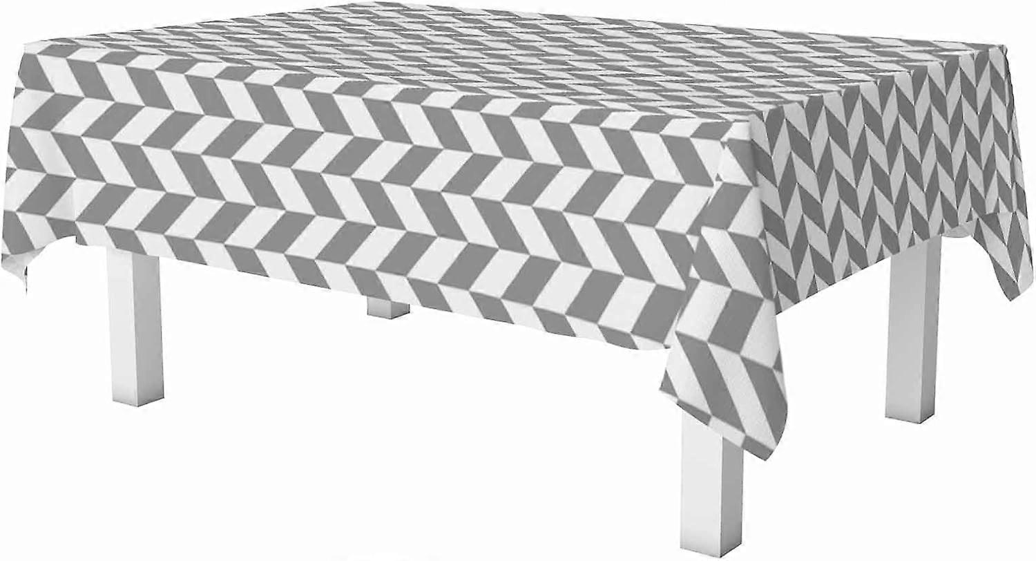 Geometric Pattern Rectangle Table Cloth Grey White Grid Arrow Wipeable Waterproof Tablecloths Table Cover for Party Picnic Dinner Indoor and Outdoor 5