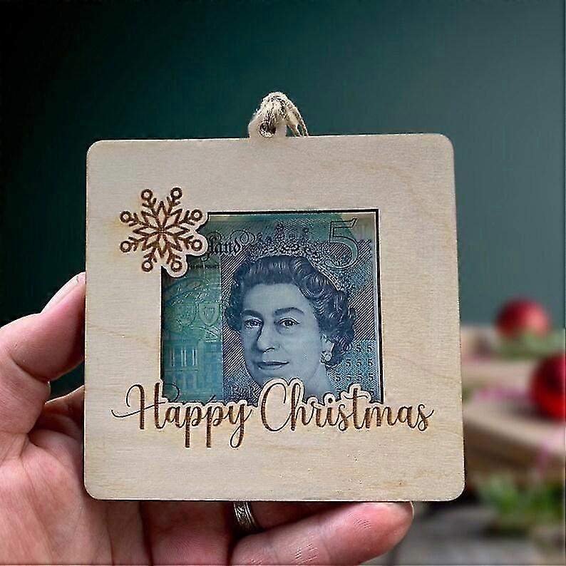 Porte-monnaie de Noël unique pour cadeau en espèces, décoration suspendue en bois faite à la main pour carte d'argent, porte-monnaie de Noël amusant, support de table, cadeau unique pour C