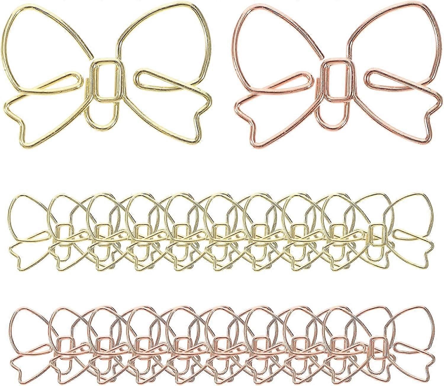 Bow Paper Clips, Decorative Design for Office and School Use, Cute and Fun, Assorted Colors, Durable Metal Material