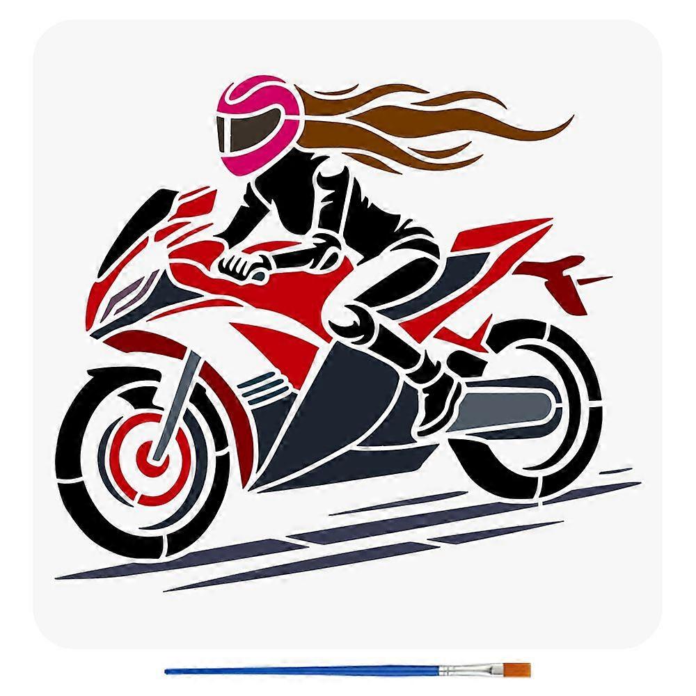 DIYスクラップブックフォトアルバムバイク30x30cmのための1pcペット中空描画絵画ステンシル