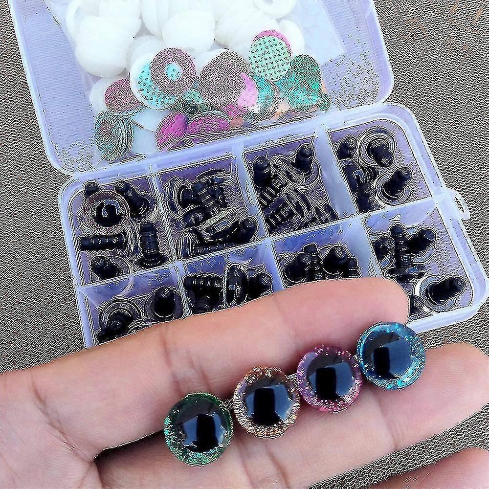 High Quality 48 Pieces 3d Glitter Doll Animal Making Eyes Mixed Box 12mm