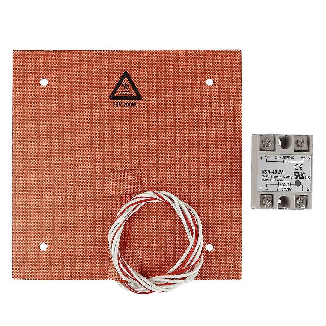 235X235mm 24V 200W Silicone Heater 3D Printer Heater Heatbed Pad with Solid State Relay for 3D Prin