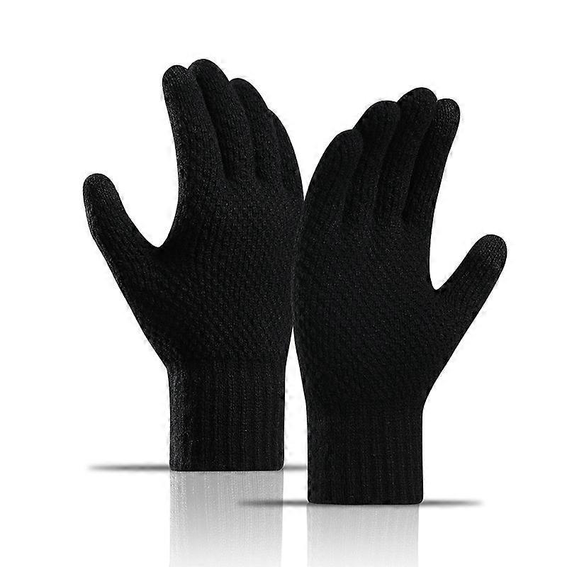Mens Winter Snow Gloves Windproof Warm Thick Knit Thermal Wool