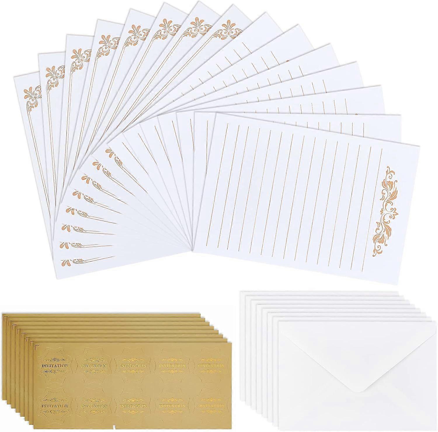 90pcs Paper and Envelopes Set 30pcs Retro Parchment Paper Letter Writing 30pcs Envelopes 30pcs Self Adhesive Stickers for Wedding Invitations Letter G