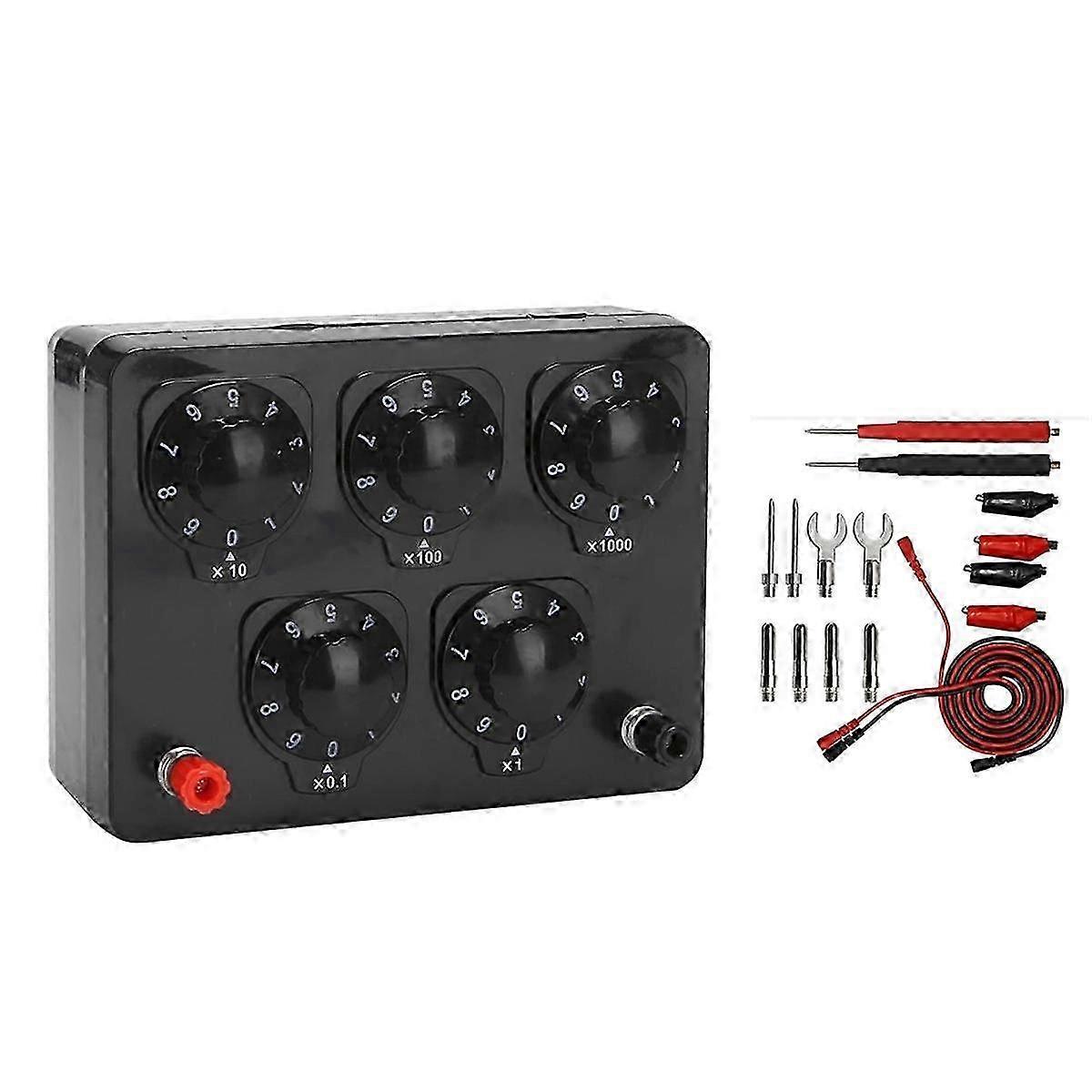 1Pcs Black Resistance Box Iron Variable Decade Resistor 0-9999.9 Ohm compatible Physical Teaching & 