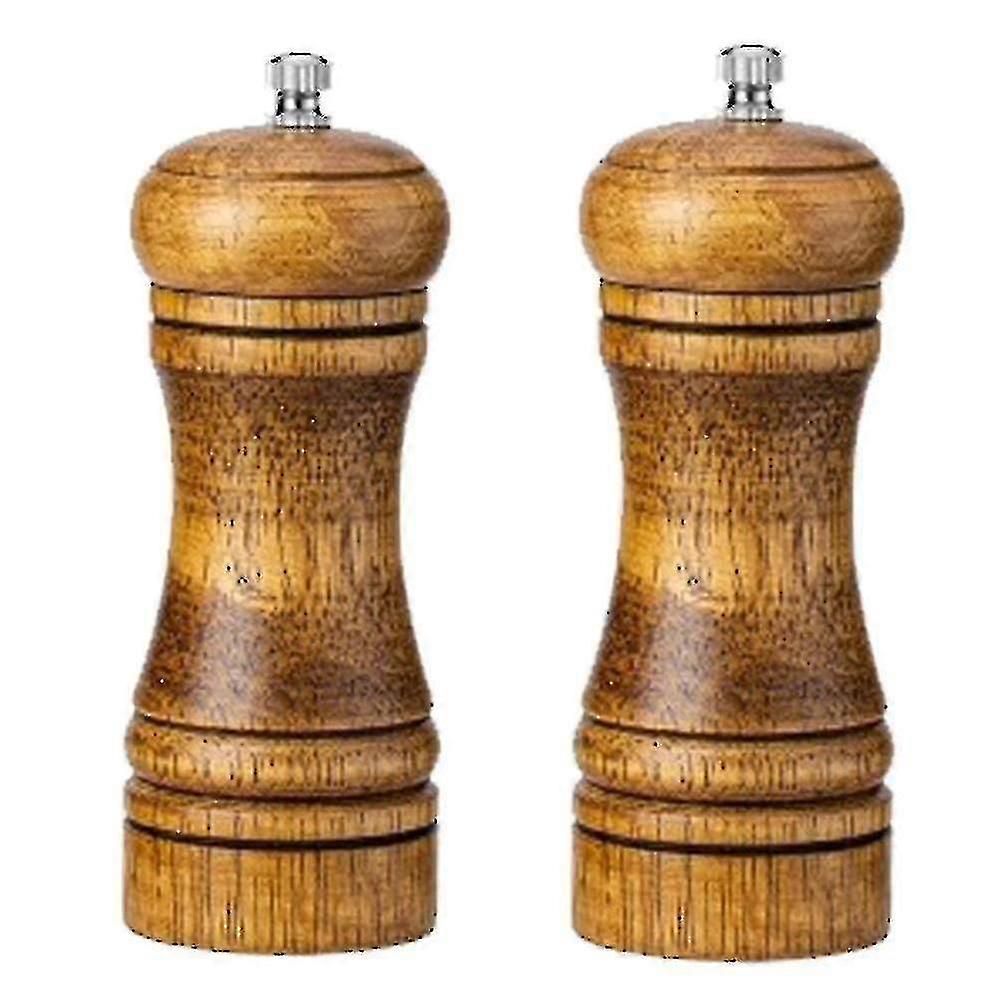 Grinder, Salt And Pepper Grinder Mill Spice Shaker Solid Wood With Adjustable Ceramic Grinder Kit 2pcs
