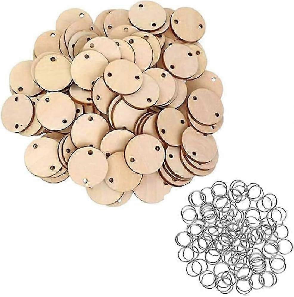 50pcs Round Slices Circle Shape Wood Slices Discs Hanging Calendar Crafts