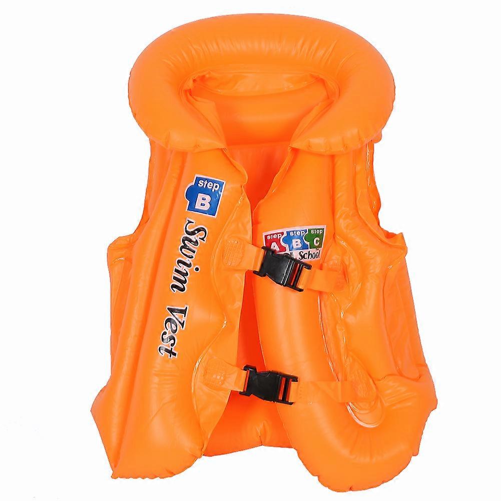 Barn Simning Kläder Flytväst Baby Badkläder Uppblåsbar Simning Säkerhet Flottör Väst Orange M