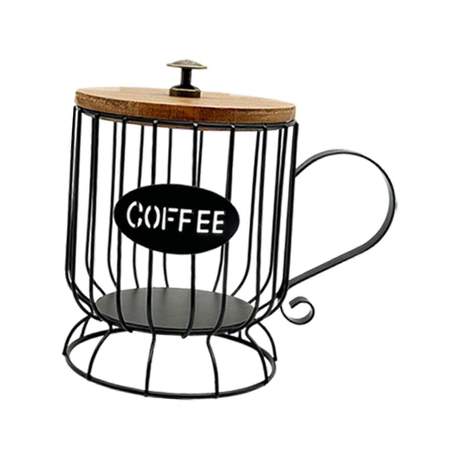 Coffee Pod Holder Large Capacity Rustic Organizer for Countertop Kitchen Bar S black