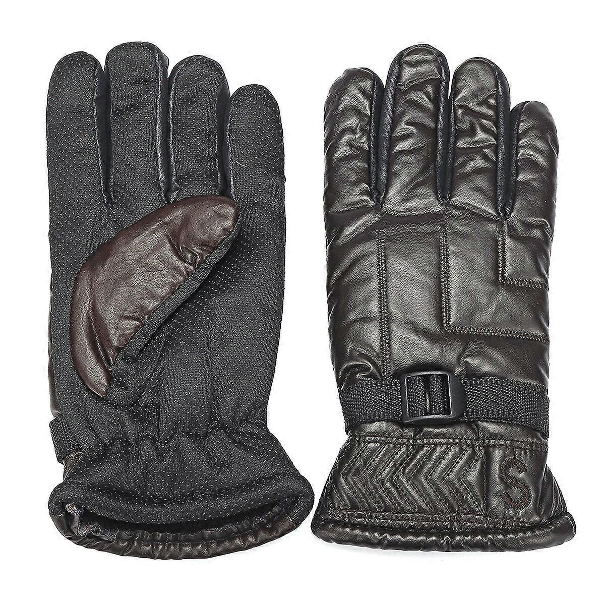 Windproof Leather Mittens: Warm, Fluffy, Cold-resistant Motorcycle Gloves