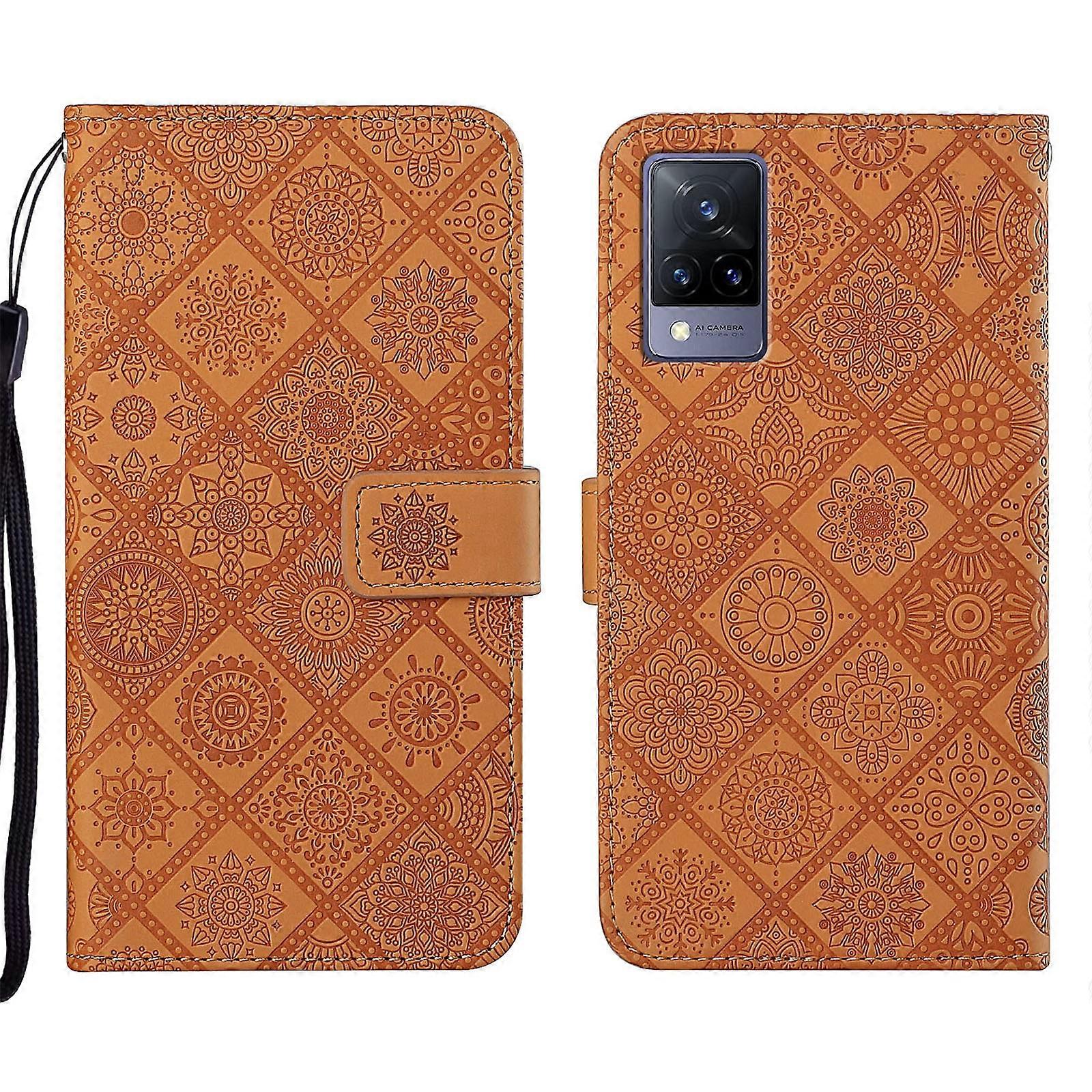 For vivo V21 Ethnic Style Embossed Pattern Leather Phone Case