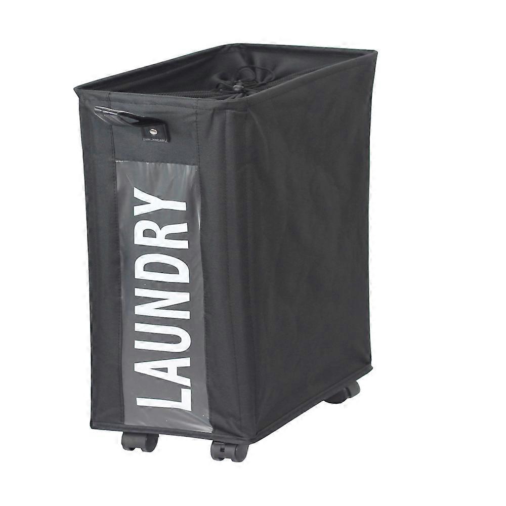 Foldable laundry basket with leather handle, equipped with four smooth wheels, waterproof and dustproof