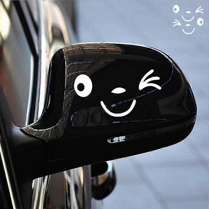 2 pcs/ set Funny Rearview Mirror Car Stickers Reflective Smiling Face Sticker/Decal