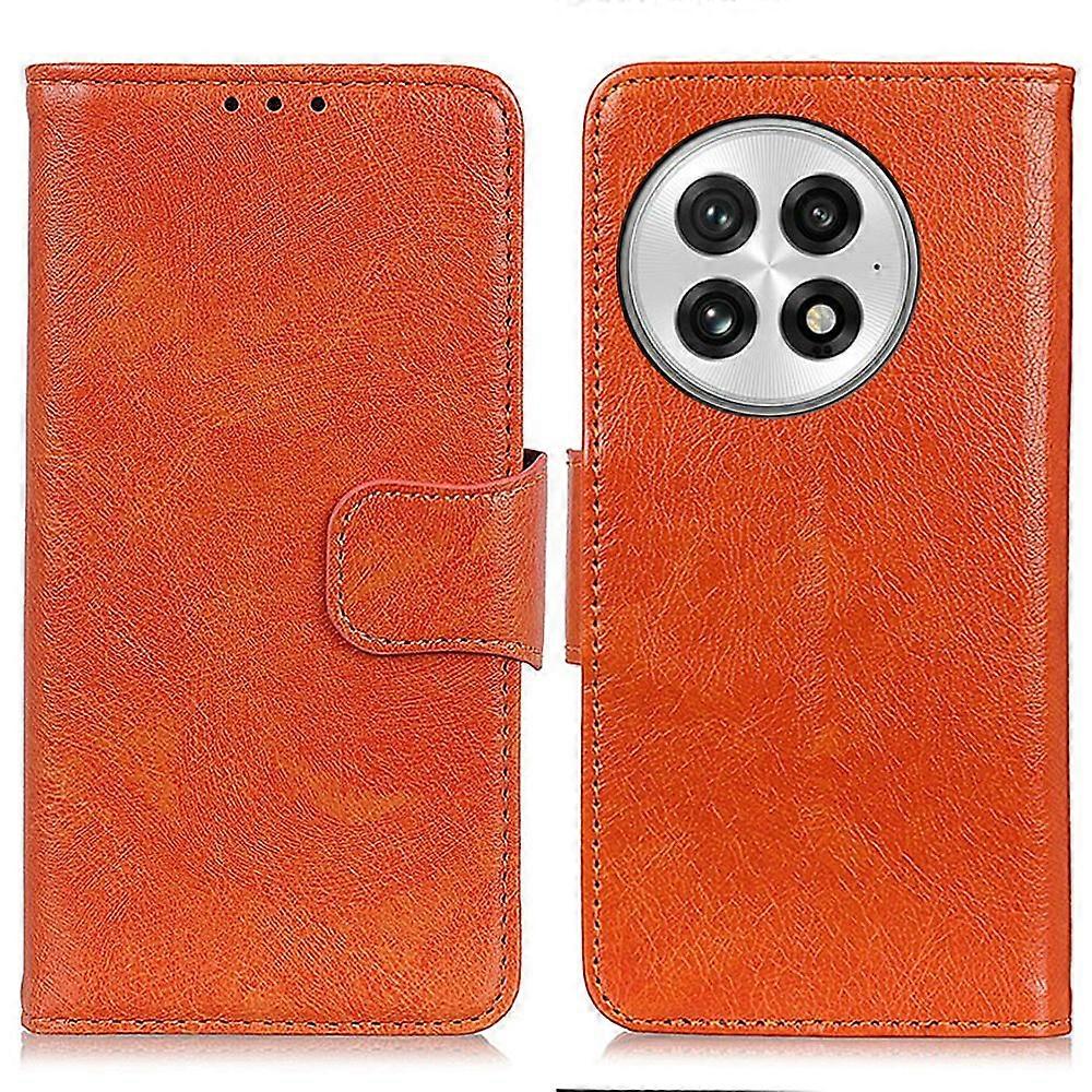 For OnePlus 13 Case Nappa Texture Split Leather Wallet Phone Cover-Orange