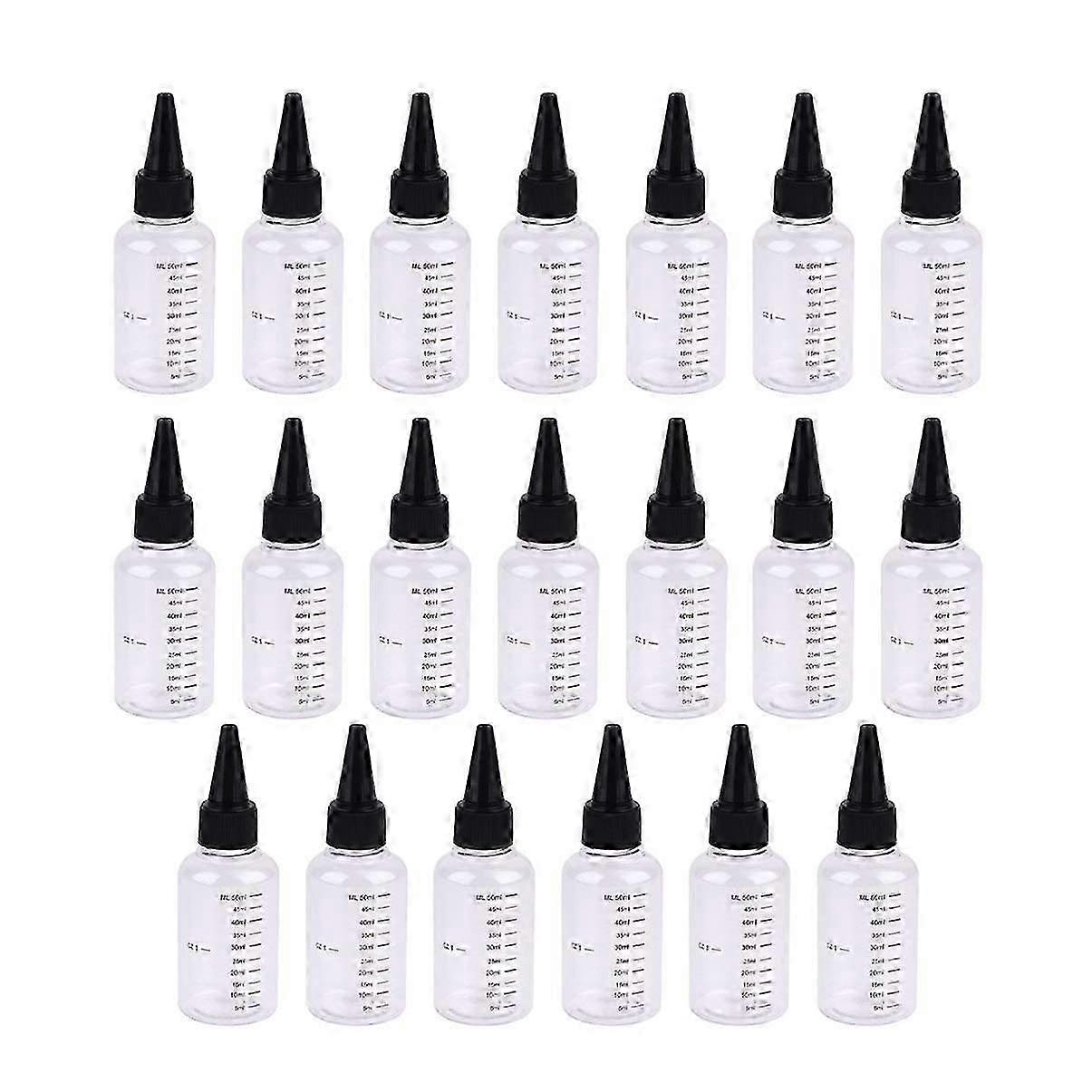 Plastic Squeeze Dispensing Bottles with Twist Cap and Measurement for Crafts Art Glue Sauces 60ML (20Pcs)