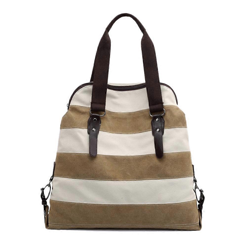 Women's Simple Stripe Pattern Canvas Shoulder Bag Handbag Tote Bag