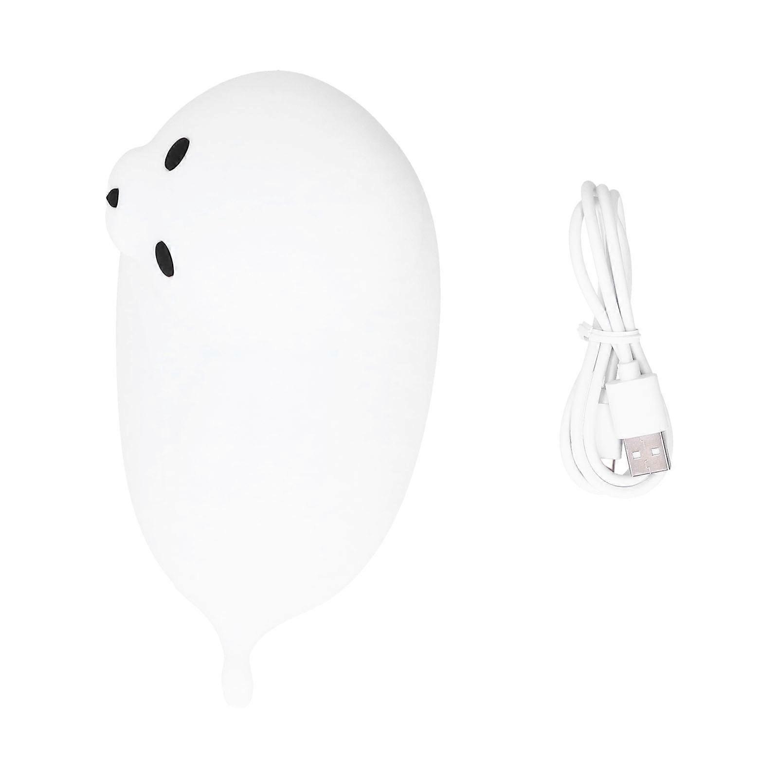 Silicone Bedside Lamp 1.3W USB Night Light with Colorful LED Lighting in White, Portable and Rechargeable Design