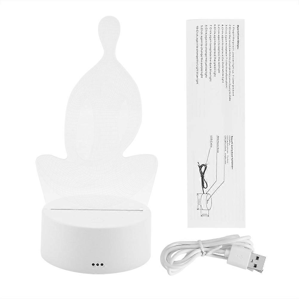 Night Light Yoga Pattern Lamp with ABS Base Holder and Touch Switch, Decorative LED Table Light for Home Office
