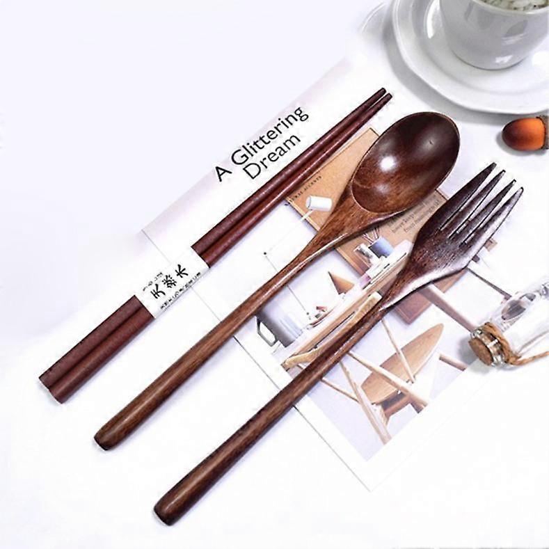 3pcs/set Home Kitchen Tableware Long Handle Spoon Fork Chopsticks Set