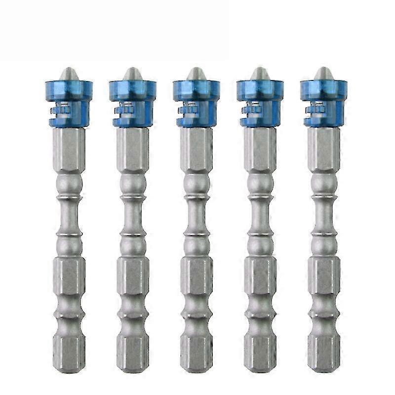 5Pcs Screwdriver Bit Cross S2 Alloy Steel Magnetic Hex Shank Tool Set Kit for Working Blue