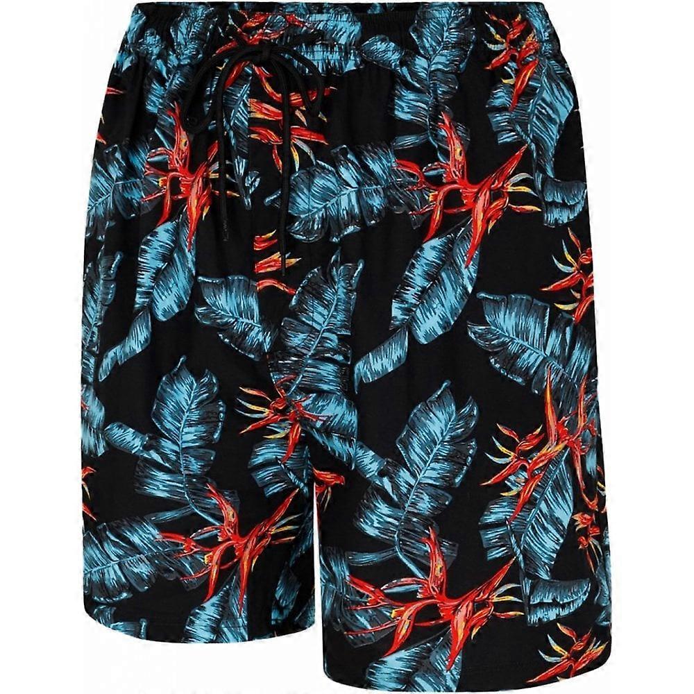 Men's ESPIONAGE Espionage Mens Big Size All Over Leaf Print Short With Fully Elasticated Waistband And Drawcord