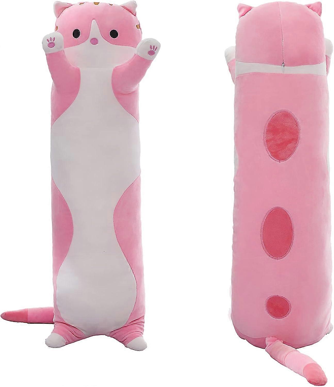 Charming Feline Companion, Cute Cat Plush: Long Body Pillow Ideal For Snuggling, Features Machine Washable Elastic Velvet Fabric And Fluffy Down