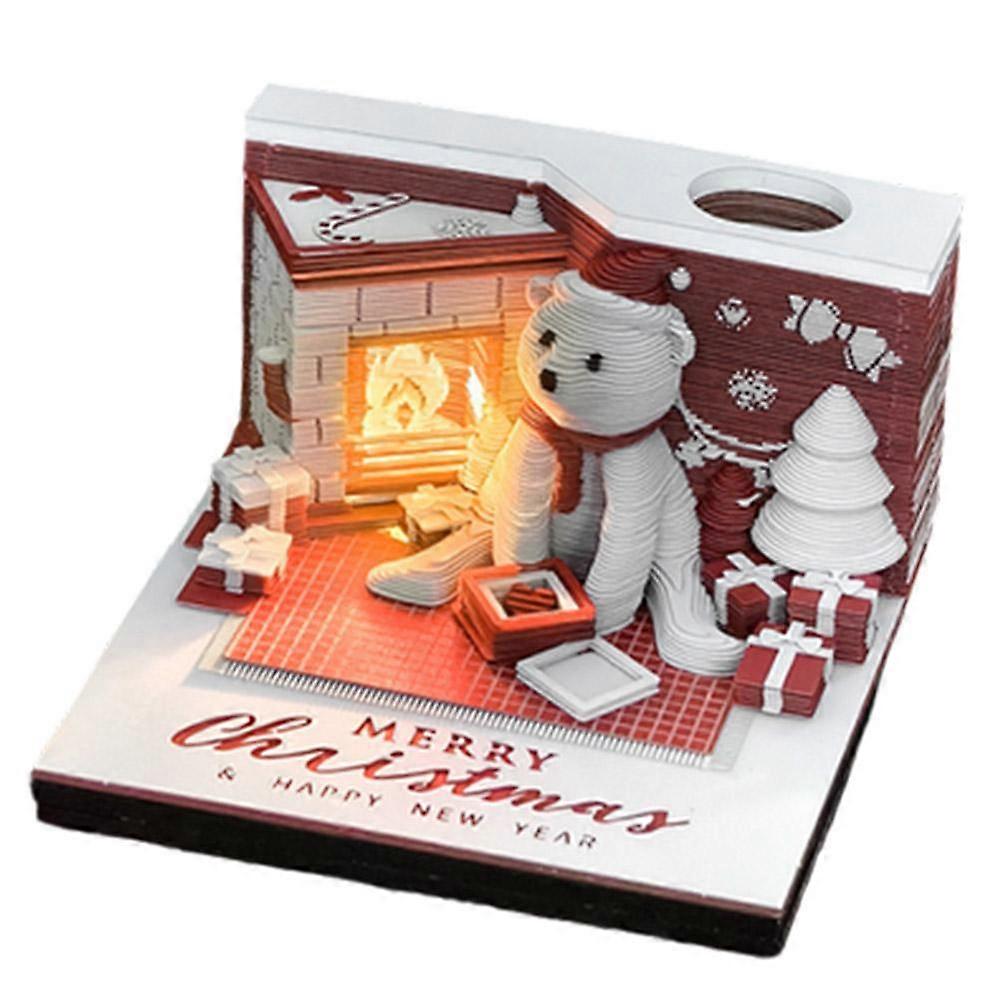 3D calendar paper carving notes Christmas Bear Notepad