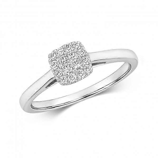 Diamond Jewellery 9ct White Gold Ring with 0.20CT Diamond Cluster – RD648W