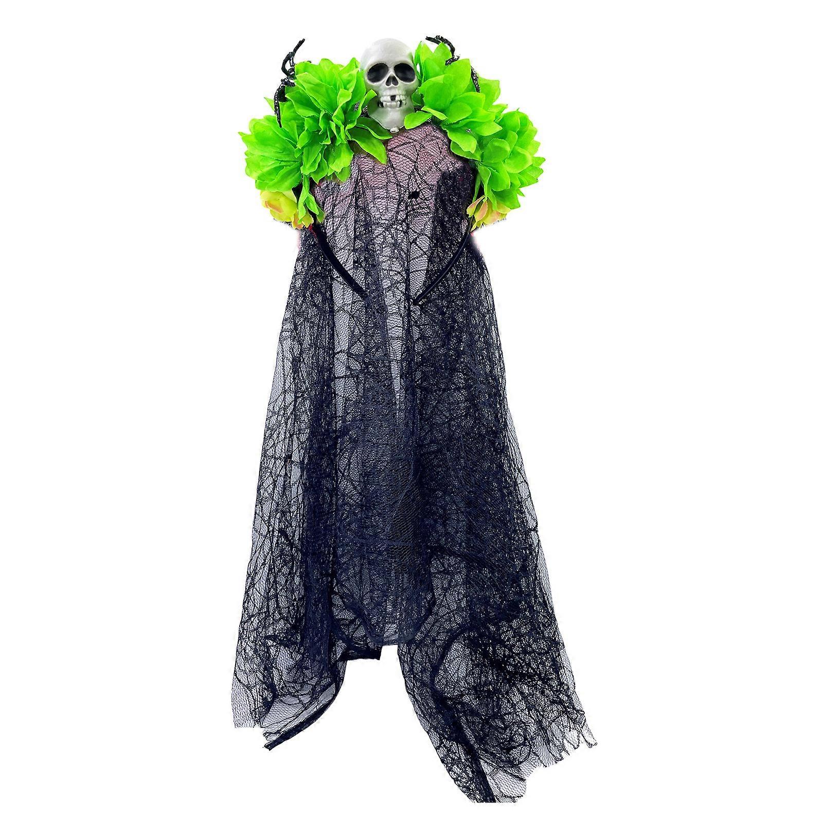 Halloween Skull Hairband with Veil Scary Flower Headband Cosplay Headwear Festival Headpiece Masquerade Hair Accessories  Section 7