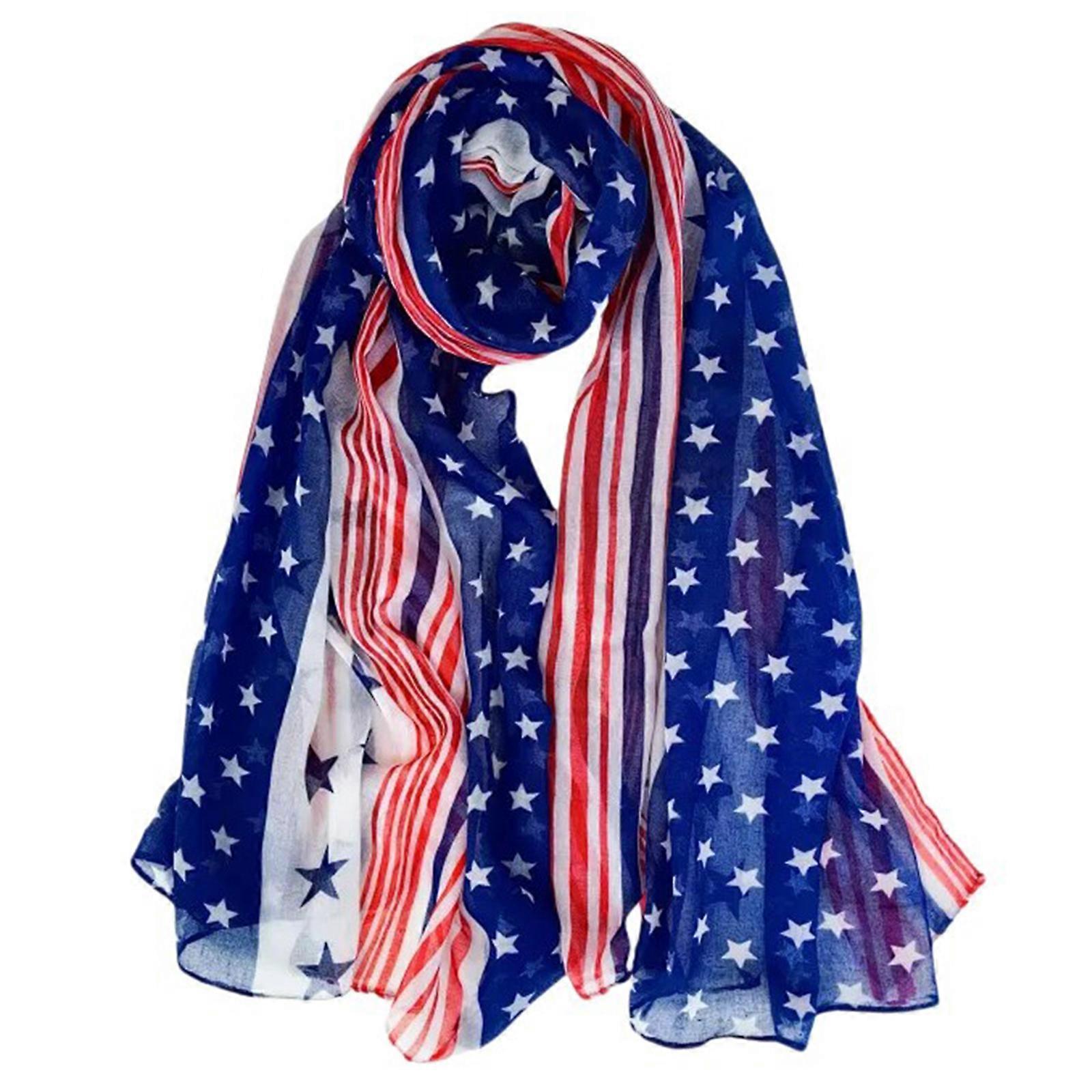 Trendy Versatile Large Scarf Shawl for Independence Day Celebrations Star Print Scarf, Soft and Comfortable
