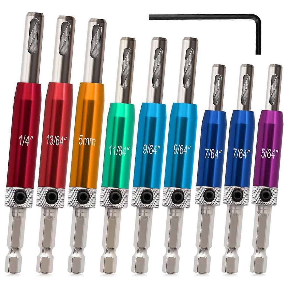 Self Centering Drill Bit Set 1/4Inch Hex Shank Bit, 5/64In to 1/4In Center Drill Bit Set Custom Hing